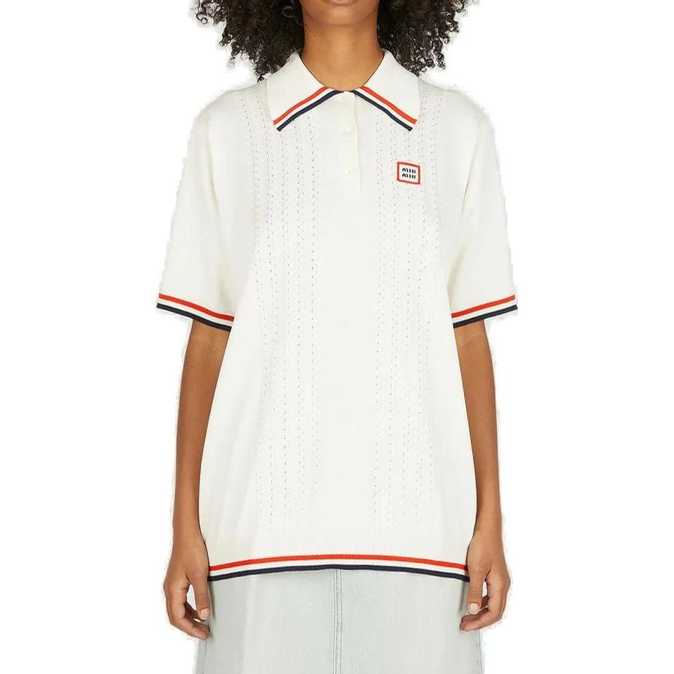 Lookbook (W) MIU MIU Kemeja Polo Bergaris Longgar Lengan Pendek Tube Top. MML677-110B-F0009