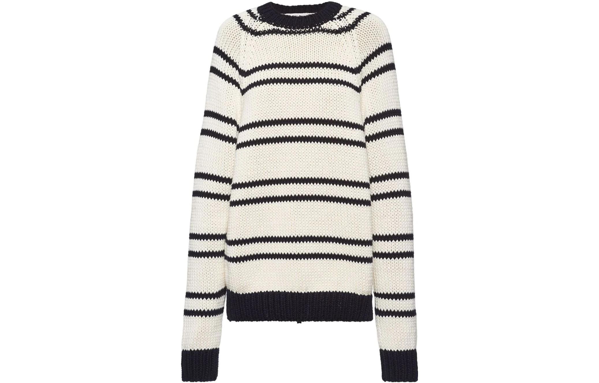 (Women) MIU MIU  Striped Print Cotton Knit Crewneck Sweater White MML793S2321U7W 圖 2