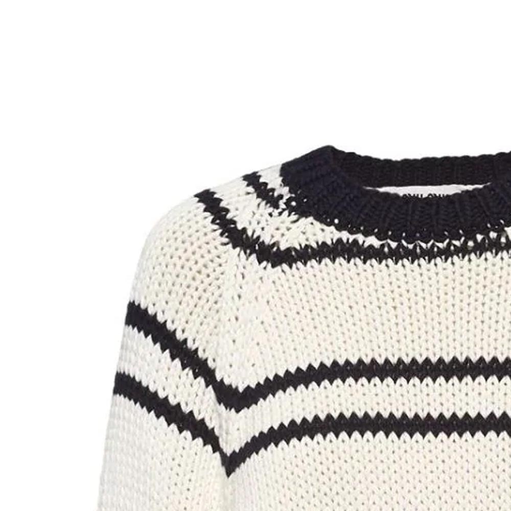 (Women) MIU MIU  Striped Print Cotton Knit Crewneck Sweater White MML793S2321U7W 圖 5