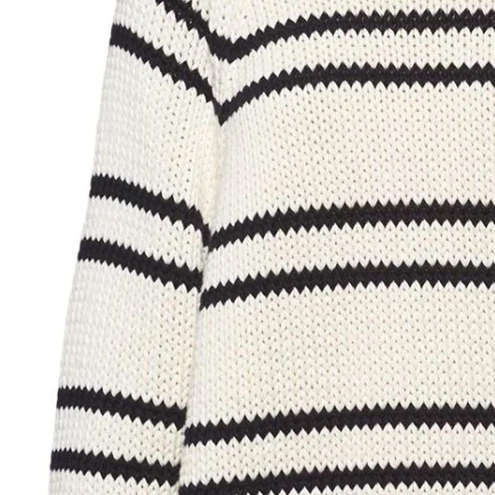 (Women) MIU MIU  Striped Print Cotton Knit Crewneck Sweater White MML793S2321U7W 圖 6