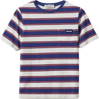 (Women) MIU MIU Striped Slim Fit Distressed White Short Sleeve T-Shirt. MJN537-14RT-F03SP-S-OOO (Women) MIU MIU Striped Slim Fit Distressed White Short Sleeve T-Shirt. MJN537-14RT-F03SP-S-OOO