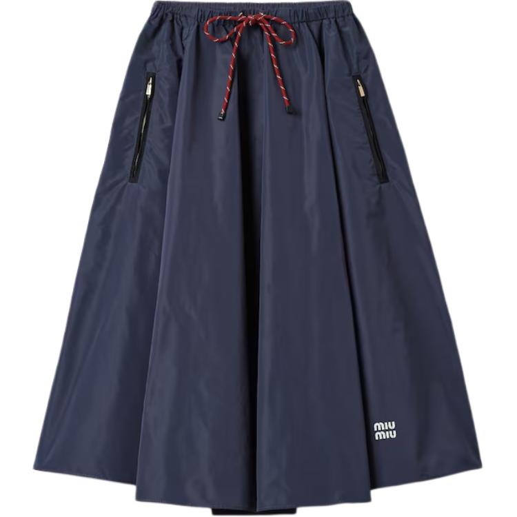 (Women) MIU MIU  Technical Fabric Midi Skirt Blue with Logo and Drawstring. MG2250-121I-F0008-S-OOO 圖 2