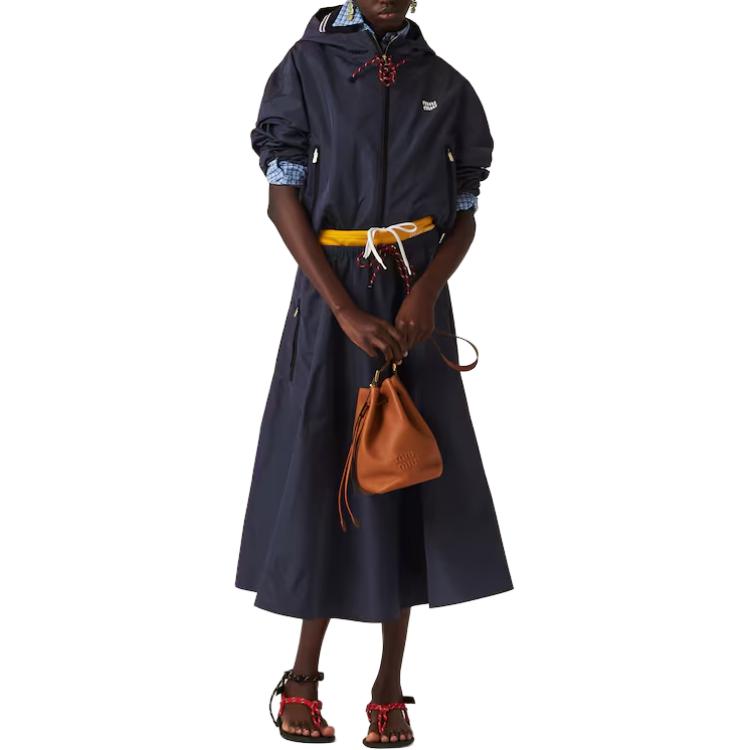 (Women) MIU MIU  Technical Fabric Midi Skirt Blue with Logo and Drawstring. MG2250-121I-F0008-S-OOO 圖 3