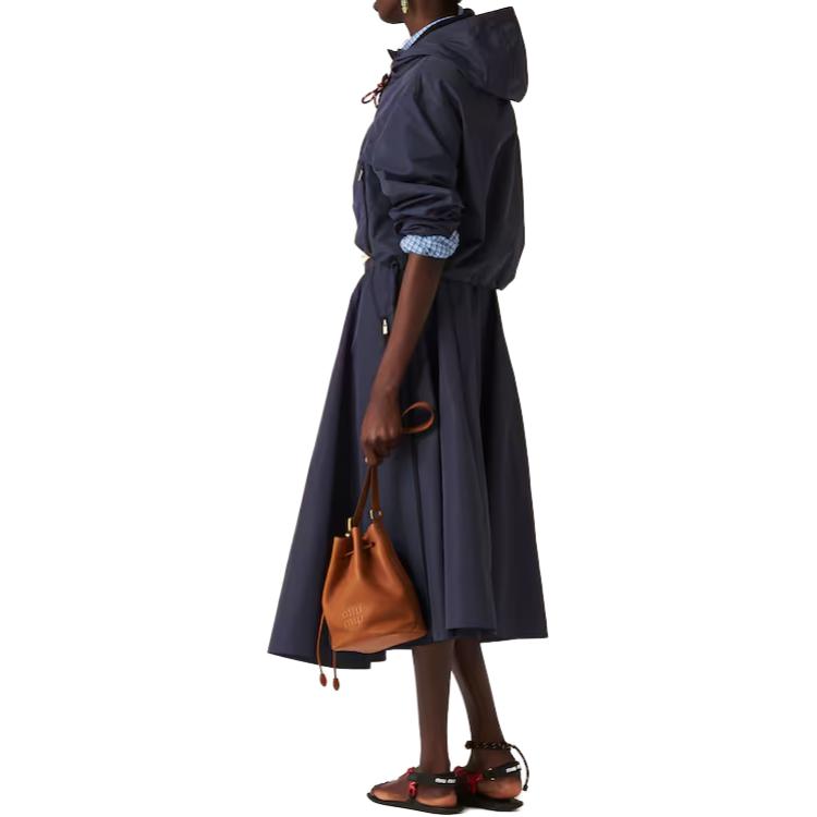 (Women) MIU MIU  Technical Fabric Midi Skirt Blue with Logo and Drawstring. MG2250-121I-F0008-S-OOO 圖 4