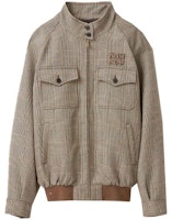 (Women) MIU MIU Tobacco Plaid High-Neck Embroidered Logo Jacket. ML943-13JM-F0005-S-232 (Women) MIU MIU Tobacco Plaid High-Neck Embroidered Logo Jacket. ML943-13JM-F0005-S-232