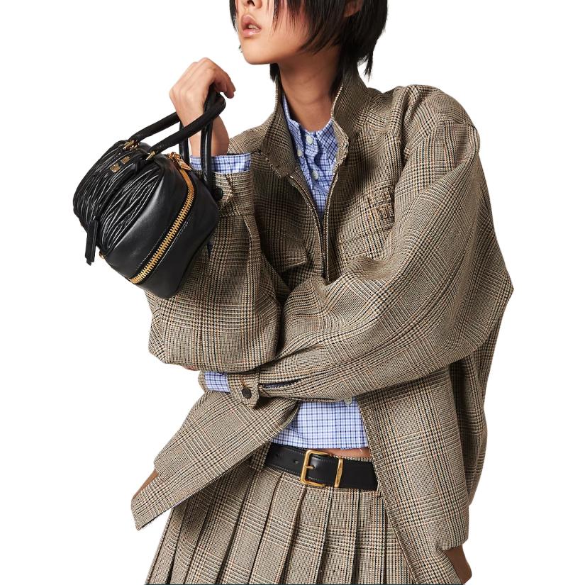 Purchase (W) MIU MIU 煙草格紋刺繡標誌高領外套. ML943-13JM-F0005-S-232
