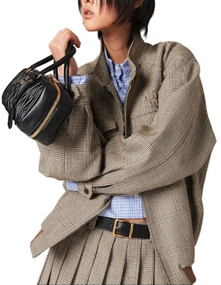 (W) MIU MIU 煙草格紋刺繡標誌高領外套. ML943-13JM-F0005-S-232 Purchase (W) MIU MIU 煙草格紋刺繡標誌高領外套. ML943-13JM-F0005-S-232