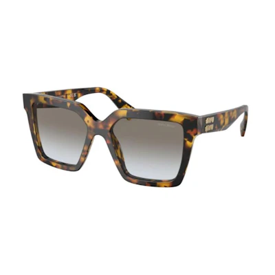 (Women) Miu Miu Tortoiseshell Cat-Eye Acetate Sunglasses with Logo Temples SMU03YSVAU0A7
