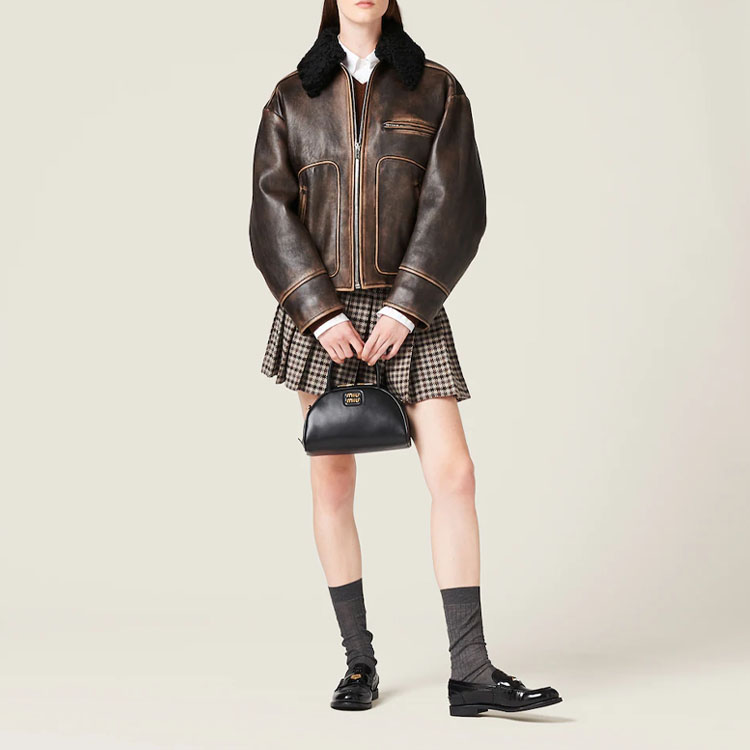 Lookbook (W) MIU MIU 雙色皮革長袖拉鍊外套 米色 MPV826-1134-F0V6L-S-232