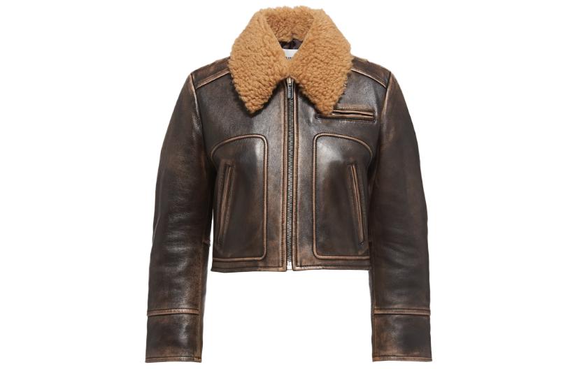 Cheap (W) MIU MIU 雙色皮革長袖拉鍊外套 米色 MPV826-1134-F0V6L-S-232