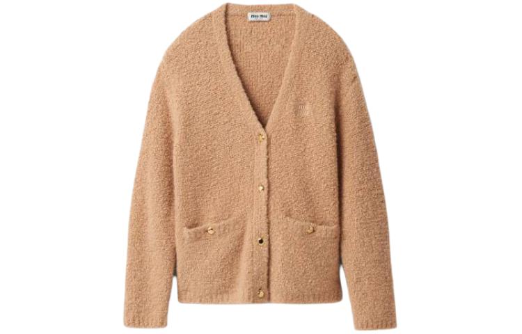 (Women) MIU MIU  V-Neck Fitted Long Sleeve Sweater White MMF687_134Q_F0627