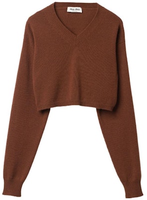 (W) MIU MIU V領長袖針織毛衣 紅棕色。 MML811-13K0-F0005-S-232 Order (W) MIU MIU V領長袖針織毛衣 紅棕色。 MML811-13K0-F0005-S-232
