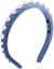 Order (W) 미우미우 벨벳 로고 진주 장식 헤어밴드 - 블루 5IH0382F4LF0373
