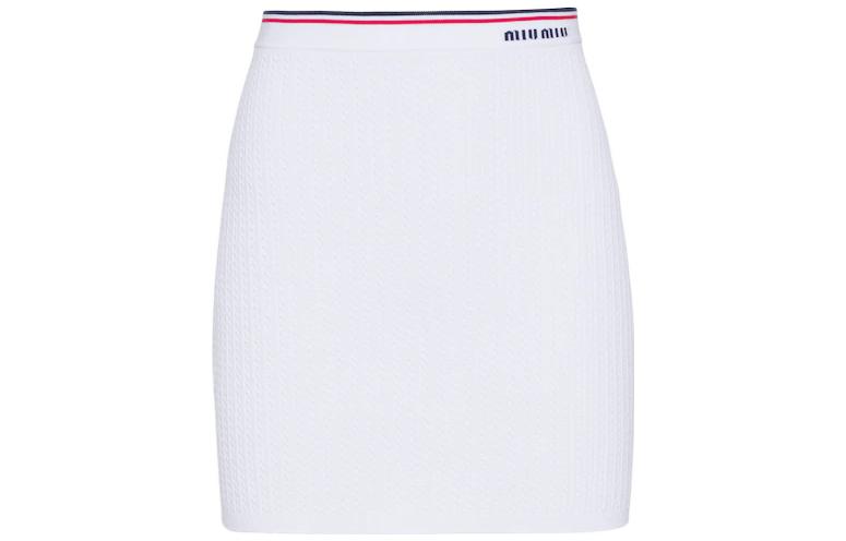 (Women) MIU MIU  White Casual Skirt with Logo Decoration. MMG393-11FN-F0009