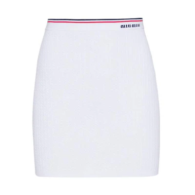 (Women) MIU MIU White Casual Skirt with Logo Decoration. MMG393-11FN-F0009
