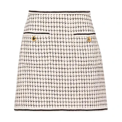 (Women) MIU MIU White Colorblock A-Line Velvet Casual Skirt. MG1746-10DX-F0964