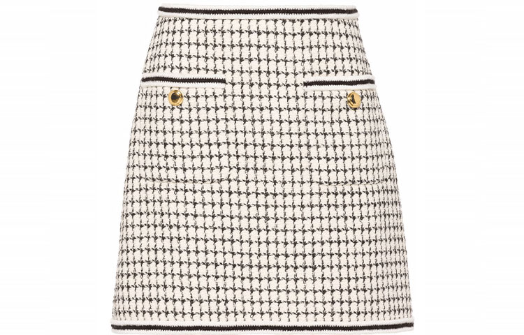 Order (W) MIU MIU 白色拼接丝绒A字休闲短裙 MG1746-10DX-F0964