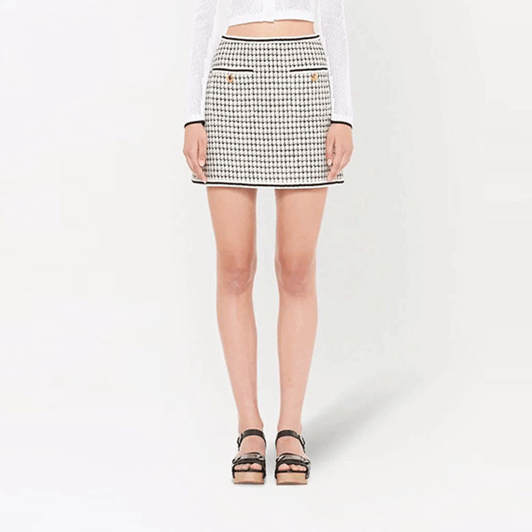 Lookbook (W) MIU MIU 白色拼接丝绒A字休闲短裙 MG1746-10DX-F0964