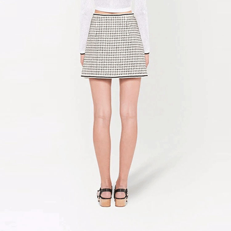 Shop (W) MIU MIU 白色拼接丝绒A字休闲短裙 MG1746-10DX-F0964