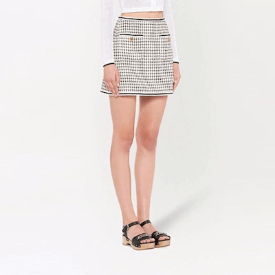 (W) MIU MIU 白色拼接丝绒A字休闲短裙 MG1746-10DX-F0964 Purchase (W) MIU MIU 白色拼接丝绒A字休闲短裙 MG1746-10DX-F0964