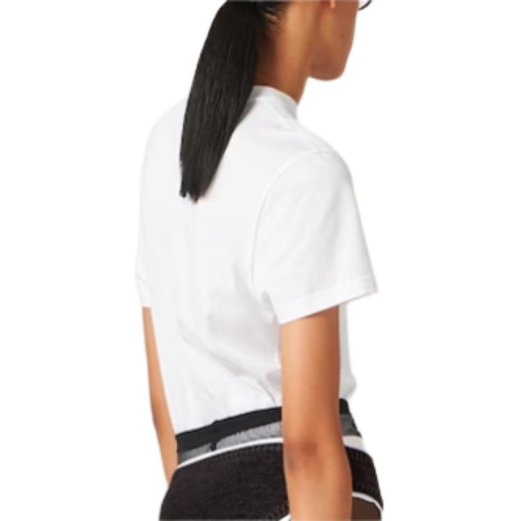 Shop (W) MIU MIU 白色 FW23 刺繡Logo短袖圓領T恤。 MJN499-1277-F0009-S-232