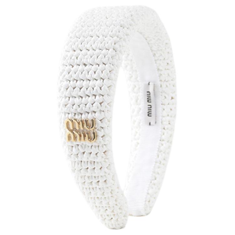 Lookbook (W) MIU MIU 白色頭帶帶有標誌設計。 107599733