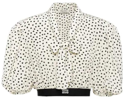 (W) MIU MIU Baju Lengan Pendek Putih Corak Hati UV Perlindungan. MT1846-1206-F0A72-S-231 Order (W) MIU MIU Baju Lengan Pendek Putih Corak Hati UV Perlindungan. MT1846-1206-F0A72-S-231