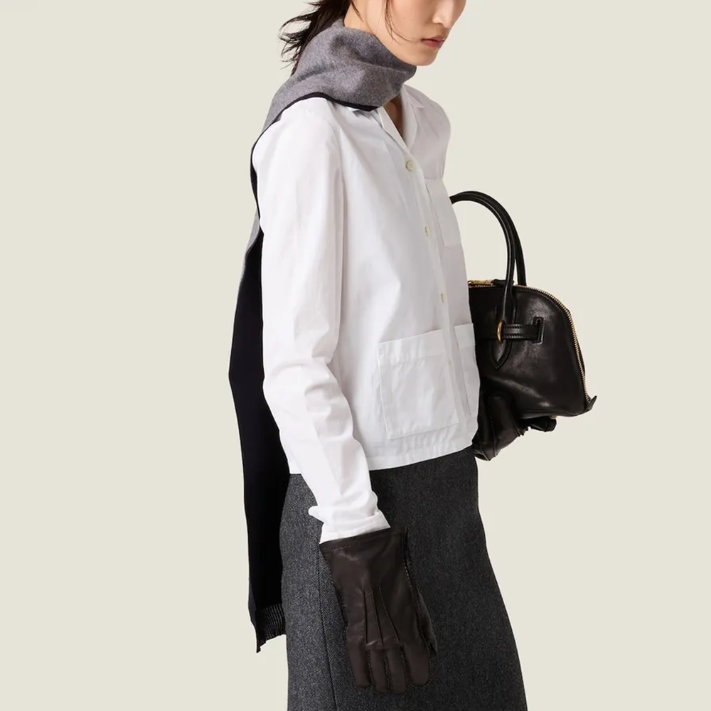 Purchase (W) MIU MIU Kemeja Lengan Panjang Logo Putih SS24 Koleksi. MK1888-15UL-F0009-S-OOO