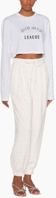 (Women) MIU MIU White Logo Embroidered Cotton Crop Long-Sleeve Top. MJL822-1ZFS-F0009 Lookbook (Women) MIU MIU White Logo Embroidered Cotton Crop Long-Sleeve Top. MJL822-1ZFS-F0009