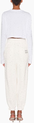 (Women) MIU MIU White Logo Embroidered Cotton Crop Long-Sleeve Top. MJL822-1ZFS-F0009 Shop (Women) MIU MIU White Logo Embroidered Cotton Crop Long-Sleeve Top. MJL822-1ZFS-F0009