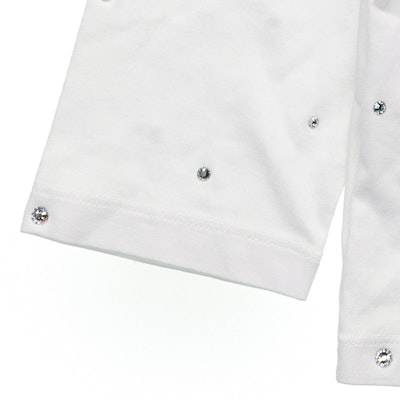 (Women) MIU MIU White Logo Embroidered Cotton Crop Long-Sleeve Top. MJL822-1ZFS-F0009 Details for (Women) MIU MIU White Logo Embroidered Cotton Crop Long-Sleeve Top. MJL822-1ZFS-F0009