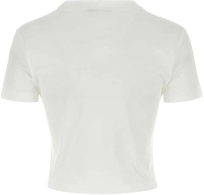 (W) ミュウミュウ ホワイト ロゴ グラフィック クルーネック 半袖 Tシャツ MJN495-14AT-F0009-S-232 Lookbook (W) ミュウミュウ ホワイト ロゴ グラフィック クルーネック 半袖 Tシャツ MJN495-14AT-F0009-S-232