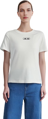 (W) MIU MIU ホワイト ロゴプリント クルーネック ショートスリーブ Tシャツ MJN48314ERF0009 Shop (W) MIU MIU ホワイト ロゴプリント クルーネック ショートスリーブ Tシャツ MJN48314ERF0009
