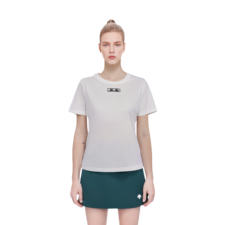 Sizing (W) MIU MIU ホワイト ロゴプリント クルーネック ショートスリーブ Tシャツ MJN48314ERF0009