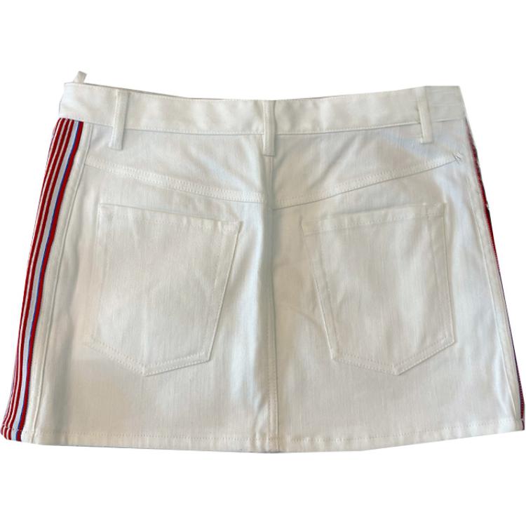 (Women) MIU MIU  White Logo Striped Zipper Casual Mini Skirt. MG1229-1SXL-F0009 圖 3