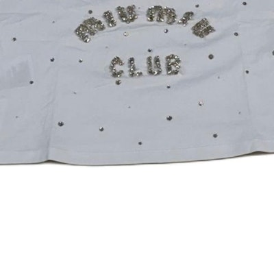 (W) MIU MIU Camiseta Blanca de Manga Larga con Logo y Detalle de Cristales. MJL835-10OS-F0009 Shop (W) MIU MIU Camiseta Blanca de Manga Larga con Logo y Detalle de Cristales. MJL835-10OS-F0009