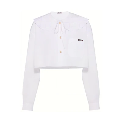 (Women) MIU MIU White Long Sleeve Button-Up Sunscreen Shirt MK1609-10ME-F0009