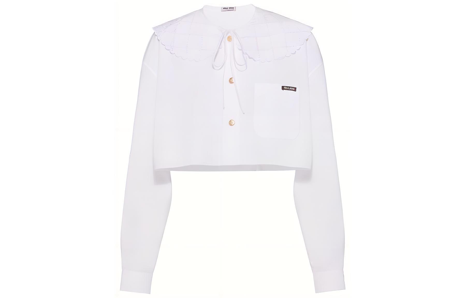 Order (W) MIU MIU ホワイト 長袖 ボタンアップ サンスクリーン シャツ MK1609-10ME-F0009