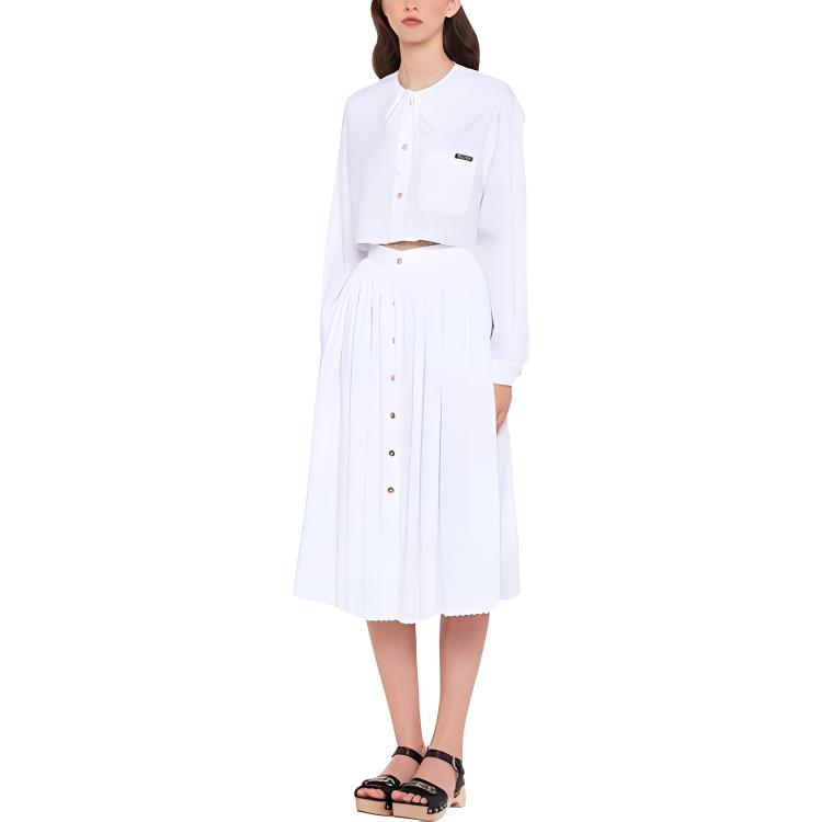 Lookbook (W) MIU MIU ホワイト 長袖 ボタンアップ サンスクリーン シャツ MK1609-10ME-F0009