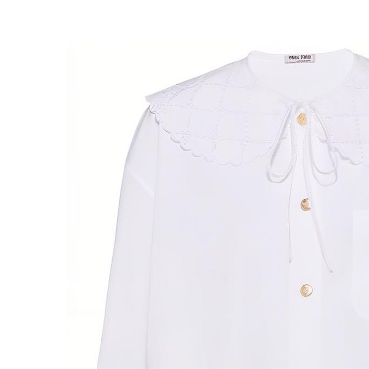 Details for (W) MIU MIU ホワイト 長袖 ボタンアップ サンスクリーン シャツ MK1609-10ME-F0009