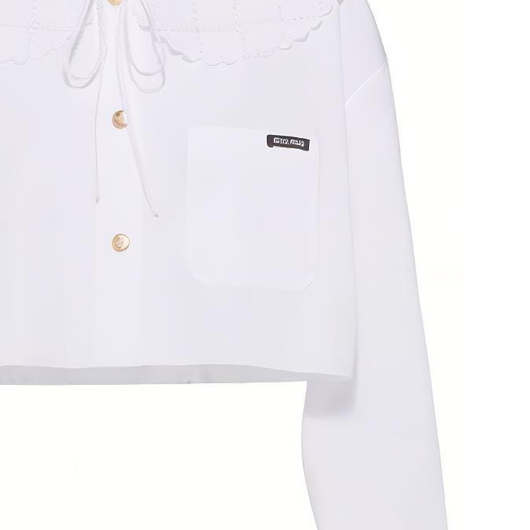 Sizing (W) MIU MIU ホワイト 長袖 ボタンアップ サンスクリーン シャツ MK1609-10ME-F0009