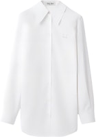 (Women) MIU MIU White Long Sleeve Fitted Shirt with Letter Print and Pointed Collar. MK1818-10RG-F0009-S-OOO (Women) MIU MIU White Long Sleeve Fitted Shirt with Letter Print and Pointed Collar. MK1818-10RG-F0009-S-OOO