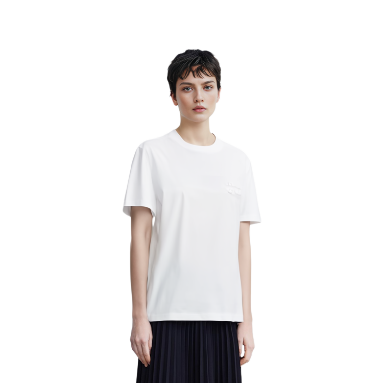 Shop (W) MIU MIU 白色寬鬆版型圓領短袖T恤 FW23 MJN500-13VA-F0009