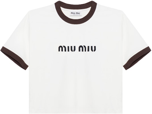 (W) MIU MIU Baju T Putih Loose Fit Cetakan Huruf Leher Bulat Pendek. MJN427-133N-F0304 Buy (W) MIU MIU Baju T Putih Loose Fit Cetakan Huruf Leher Bulat Pendek. MJN427-133N-F0304