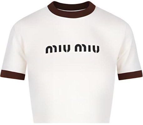 (W) MIU MIU Baju T Putih Loose Fit Cetakan Huruf Leher Bulat Pendek. MJN427-133N-F0304 Order (W) MIU MIU Baju T Putih Loose Fit Cetakan Huruf Leher Bulat Pendek. MJN427-133N-F0304