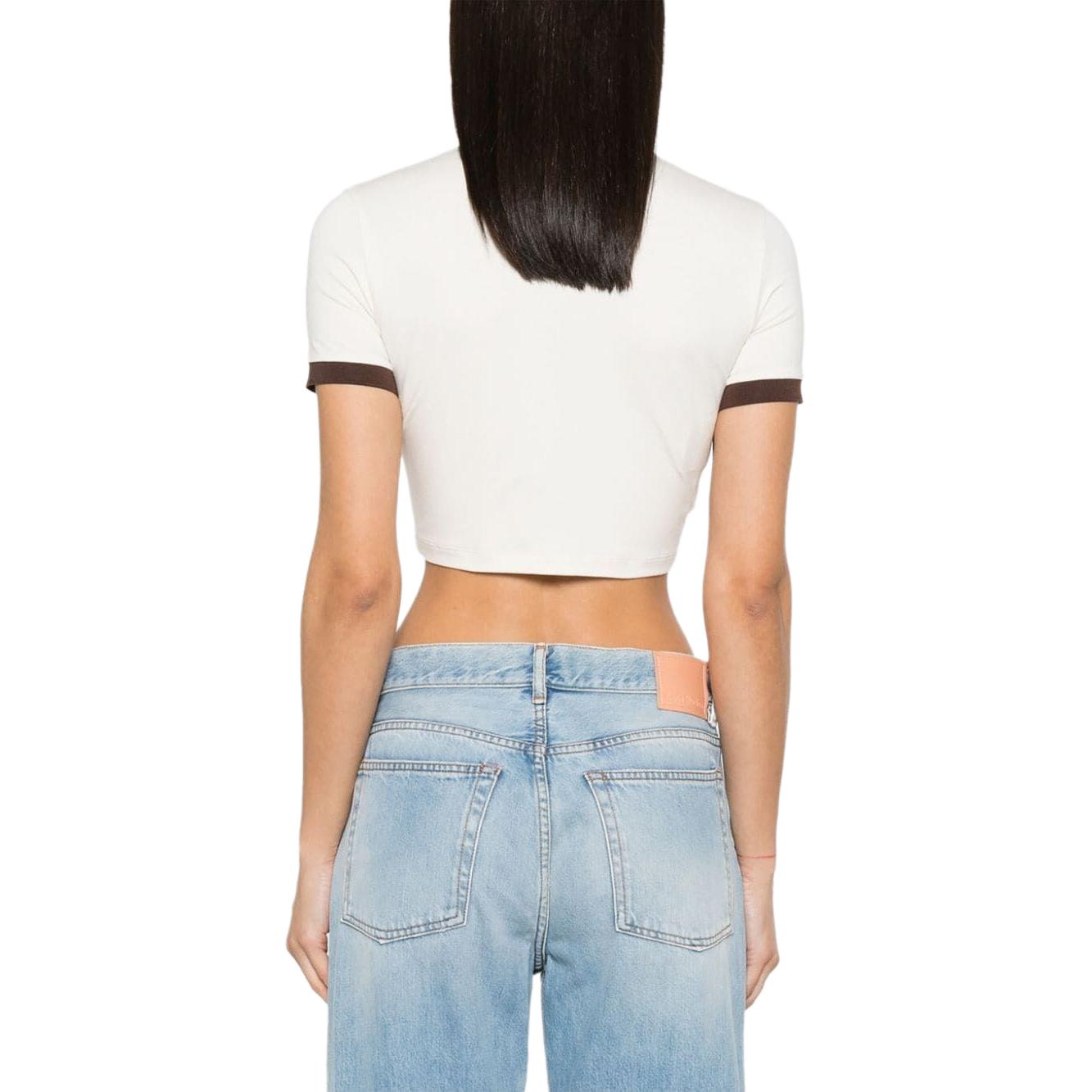 Shop (W) MIU MIU Baju T Putih Loose Fit Cetakan Huruf Leher Bulat Pendek. MJN427-133N-F0304