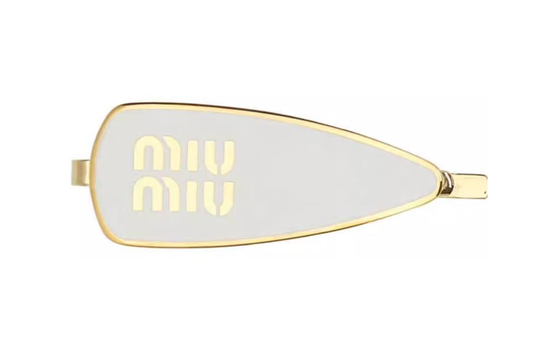 (Women) MIU MIU  White Metal Hair Clip with Letter Logo. 5IF1472F6TF0009 圖 2