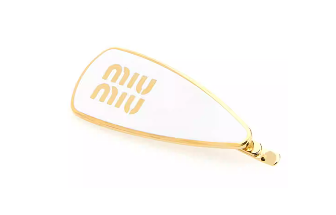 (Women) MIU MIU  White Metal Hair Clip with Letter Logo. 5IF1472F6TF0009 圖 3