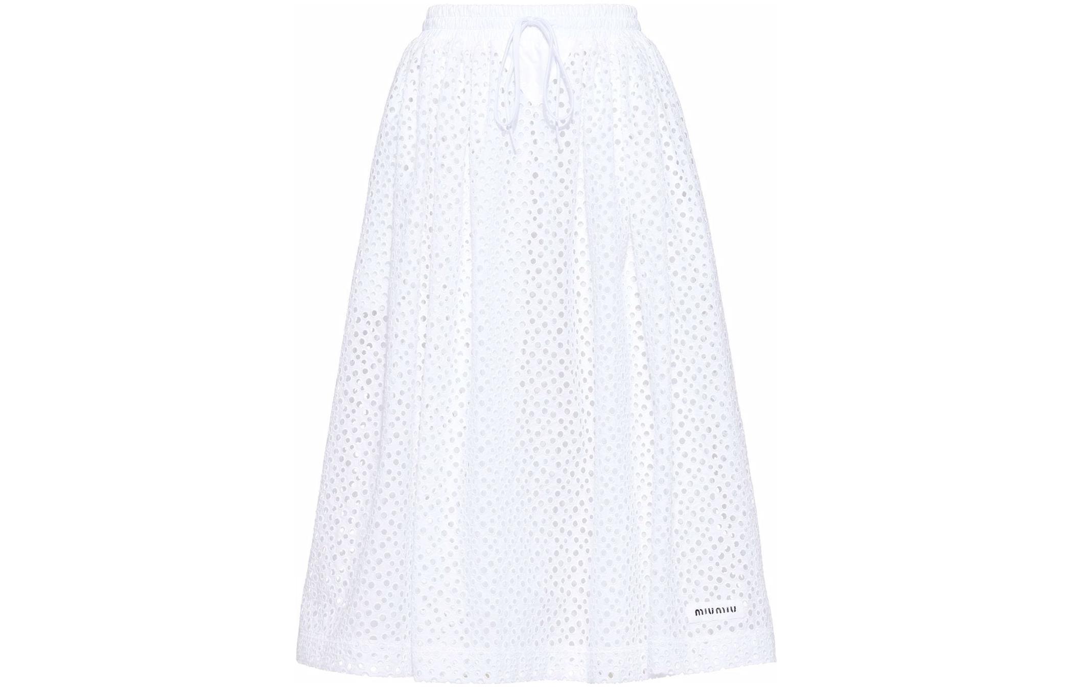 (Women) Miu Miu  White Mid-Length A-Line Skirt with Madeira Embroidery. MG1748-1EWL-F0009 圖 2
