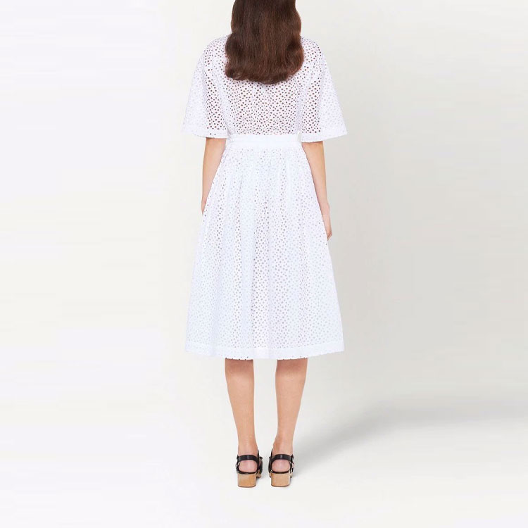 (Women) Miu Miu  White Mid-Length A-Line Skirt with Madeira Embroidery. MG1748-1EWL-F0009 圖 5